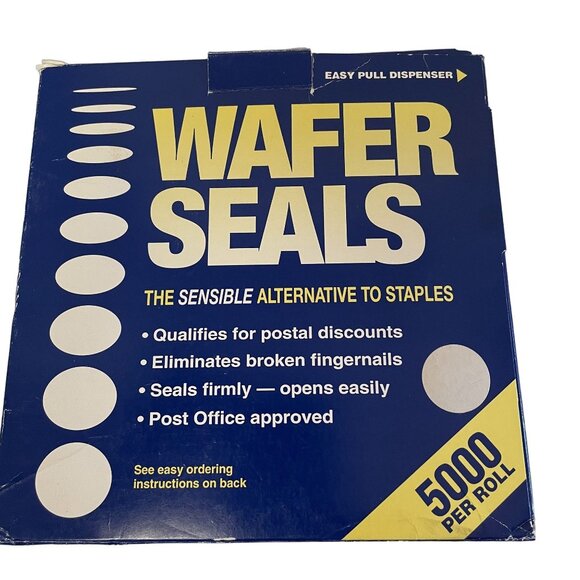 Wafer Seals 5000 Per Roll Easy Pull Dispenser For Mailing  Crafts - Picture 1 of 5